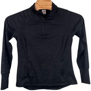 Avia Camo Textured Half-Zip Pullover Slim Fit Top Women's Size M (8-10) Black